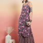 InWeave Women's Mauve Bagh Print Spaghetti Kurta Zig Zag Palazzo Set - Swadesiicart