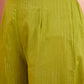 InWeave Women's Lime Green Lurex Strappy Straight Kurta Set W Organza Dupatta - Swadesiicart