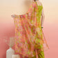 InWeave Women's Lime Green Lurex Strappy Straight Kurta Set W Organza Dupatta - Swadesiicart