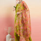 InWeave Women's Lime Green Lurex Strappy Straight Kurta Set W Organza Dupatta - Swadesiicart