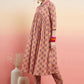 InWeave Women's Beige Pink Floral Pink White Leh V Neck Kurta Set - Swadesiicart