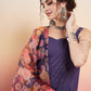 InWeave Women's Purple Lurex Strapp Straight Kurta Set W Organza Dupatta - Swadesiicart