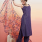 InWeave Women's Purple Lurex Strapp Straight Kurta Set W Organza Dupatta - Swadesiicart