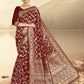 Vardha Maroon Red Woven Banarasi Saree | Swadesiicart