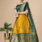 Lorenvalley Fashion Yellow Brocade Fabric Lehenga & Unstitched Blouse With Dupatta | Swadesiicart