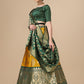 Lorenvalley Fashion Yellow Brocade Fabric Lehenga & Unstitched Blouse With Dupatta | Swadesiicart