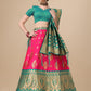 Lorenvalley Fashion Pink Brocade Fabric Lehenga & Unstitched Blouse With Dupatta | Swadesiicart