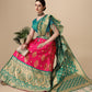 Lorenvalley Fashion Pink Brocade Fabric Lehenga & Unstitched Blouse With Dupatta | Swadesiicart