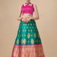 Lorenvalley Fashion Rama Brocade Fabric Lehenga & Unstitched Blouse With Dupatta | Swadesiicart