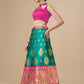 Lorenvalley Fashion Rama Brocade Fabric Lehenga & Unstitched Blouse With Dupatta | Swadesiicart