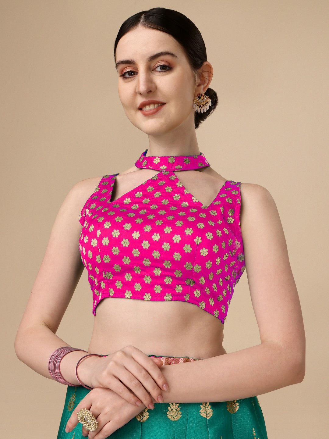 Lorenvalley Fashion Rama Brocade Fabric Lehenga & Unstitched Blouse With Dupatta | Swadesiicart