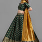 Lorenvalley Fashion Green Brocade Fabric Lehenga & Unstitched Blouse With Dupatta | Swadesiicart