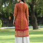Juniper Womens Mustard Chiffon Printed Straight Kurta - Swadesiicart