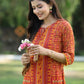 Juniper Womens Mustard Chiffon Printed Straight Kurta - Swadesiicart