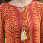 Juniper Womens Mustard Chiffon Printed Straight Kurta - Swadesiicart