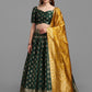 Lorenvalley Fashion Green Brocade Fabric Lehenga & Unstitched Blouse With Dupatta | Swadesiicart