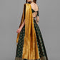 Lorenvalley Fashion Green Brocade Fabric Lehenga & Unstitched Blouse With Dupatta | Swadesiicart