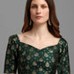 Lorenvalley Fashion Green Brocade Fabric Lehenga & Unstitched Blouse With Dupatta | Swadesiicart