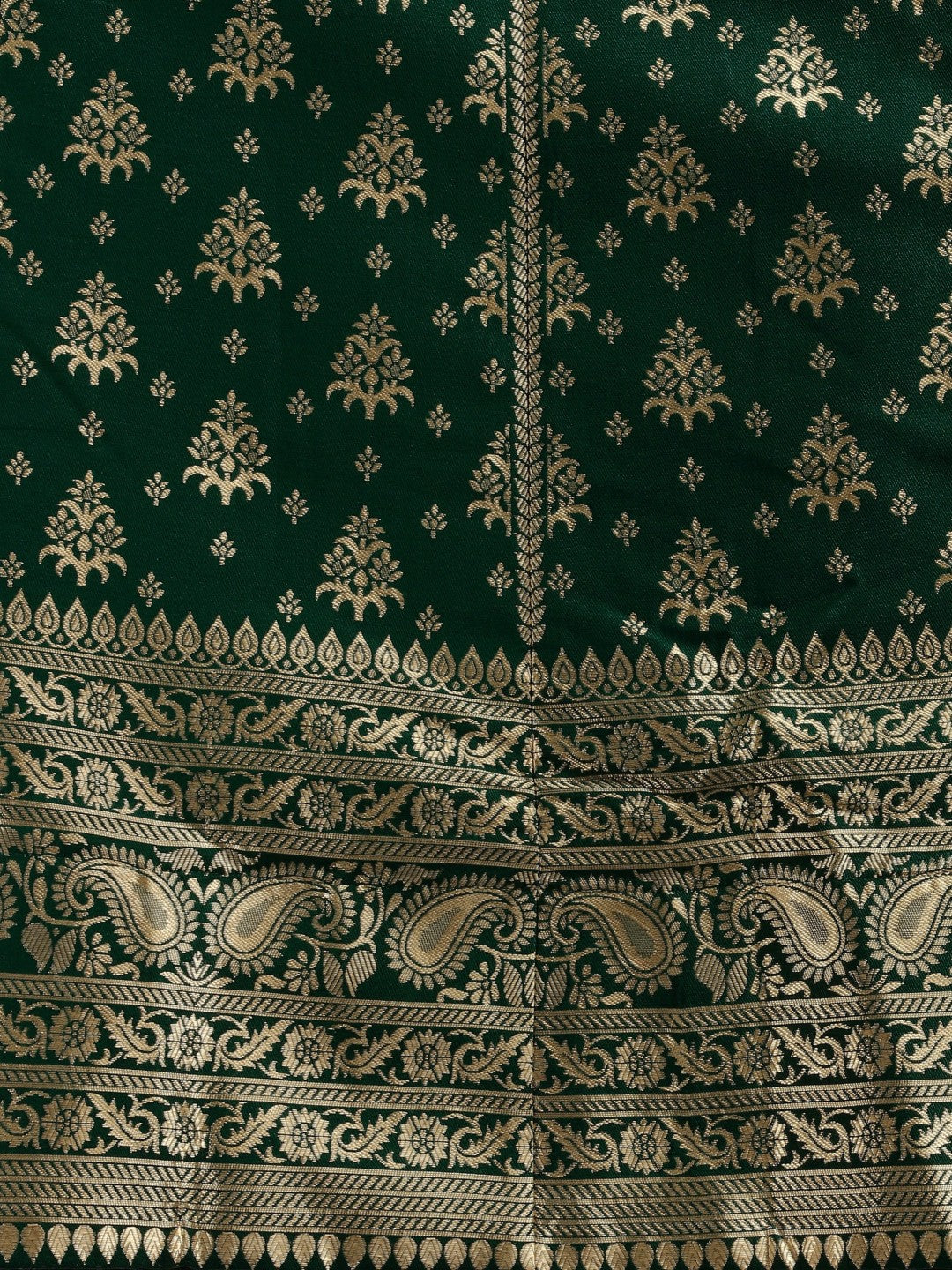Lorenvalley Fashion Green Brocade Fabric Lehenga & Unstitched Blouse With Dupatta | Swadesiicart