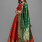 Lorenvalley Fashion Red Brocade Fabric Lehenga & Unstitched Blouse With Dupatta | Swadesiicart