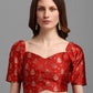 Lorenvalley Fashion Red Brocade Fabric Lehenga & Unstitched Blouse With Dupatta | Swadesiicart