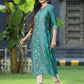 Juniper Womens Ramagreen Modal Chanderi Foil Printed Straight Kurta | Swadesiicart