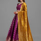 Lorenvalley Fashion Purple Brocade Fabric Lehenga & Unstitched Blouse With Dupatta | Swadesiicart