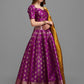 Lorenvalley Fashion Purple Brocade Fabric Lehenga & Unstitched Blouse With Dupatta | Swadesiicart