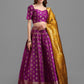Lorenvalley Fashion Purple Brocade Fabric Lehenga & Unstitched Blouse With Dupatta | Swadesiicart
