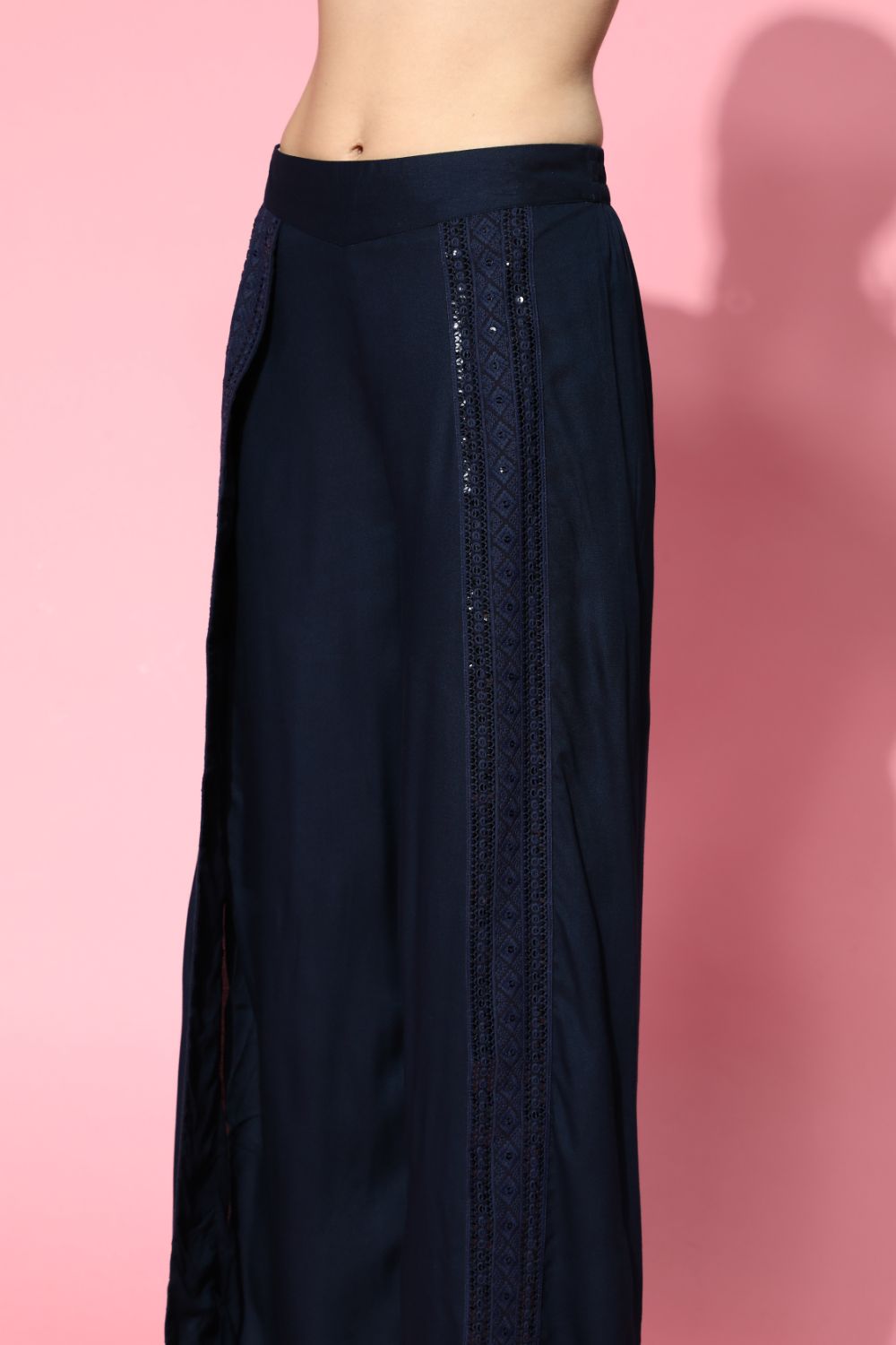 Juniper Womens Navyblue Rayon Embellished Peplum Clothing Set | Swadesiicart
