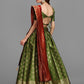 Lorenvalley Fashion Mahendi Brocade Fabric Lehenga & Unstitched Blouse With Dupatta | Swadesiicart