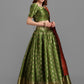 Lorenvalley Fashion Mahendi Brocade Fabric Lehenga & Unstitched Blouse With Dupatta | Swadesiicart