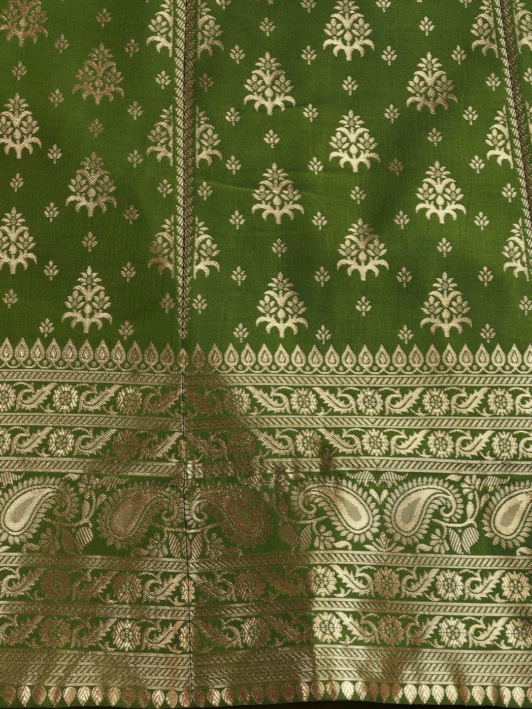 Lorenvalley Fashion Mahendi Brocade Fabric Lehenga & Unstitched Blouse With Dupatta | Swadesiicart