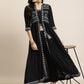 Juniper Women Black Rayon Printed Jacket Style Kurta Sets | Swadesiicart