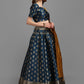Lorenvalley Fashion Rama Brocade Fabric Lehenga & Unstitched Blouse With Dupatta | Swadesiicart