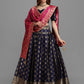 Lorenvalley Fashion Blue Brocade Fabric Lehenga & Unstitched Blouse With Dupatta | Swadesiicart