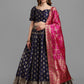 Lorenvalley Fashion Blue Brocade Fabric Lehenga & Unstitched Blouse With Dupatta | Swadesiicart