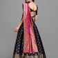 Lorenvalley Fashion Blue Brocade Fabric Lehenga & Unstitched Blouse With Dupatta | Swadesiicart