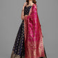 Lorenvalley Fashion Blue Brocade Fabric Lehenga & Unstitched Blouse With Dupatta | Swadesiicart
