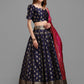 Lorenvalley Fashion Blue Brocade Fabric Lehenga & Unstitched Blouse With Dupatta | Swadesiicart
