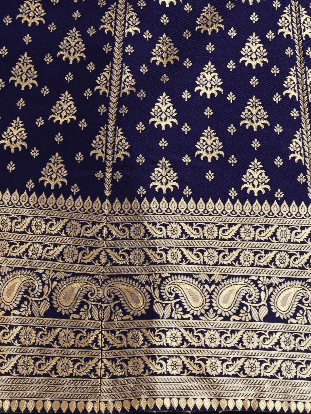 Lorenvalley Fashion Blue Brocade Fabric Lehenga & Unstitched Blouse With Dupatta | Swadesiicart