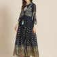 Juniper Women Navyblue Georgette Printed Jacket Style Dress | Swadesiicart