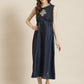 Juniper Women Navyblue Georgette Printed Jacket Style Dress | Swadesiicart