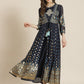 Juniper Women Navyblue Georgette Printed Jacket Style Dress | Swadesiicart