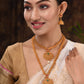 Saraf RS Jewellery Gold-Polished South Indian Imitation Bridal Temple Jewellery Set - Swadesiicart