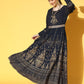Juniper Women Navyblue Rayon Printed Flared Dress | Swadesiicart