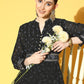 Juniper Women Black Georgette Printed Flared Dress | Swadesiicart