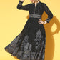 Juniper Women Black Georgette Printed Flared Dress | Swadesiicart
