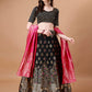 Lorenvalley Fashion Black & Pink Semi-Stitched Lehenga & Unstitched Blouse With Dupatta | Swadesiicart