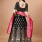 Lorenvalley Fashion Black & Pink Semi-Stitched Lehenga & Unstitched Blouse With Dupatta | Swadesiicart